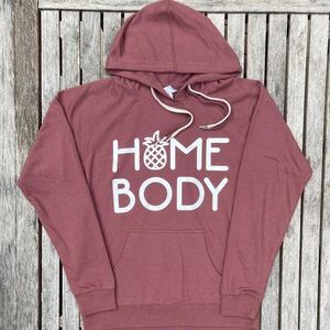 Independent brand maroon home body pineapple hoodie with double strings.
